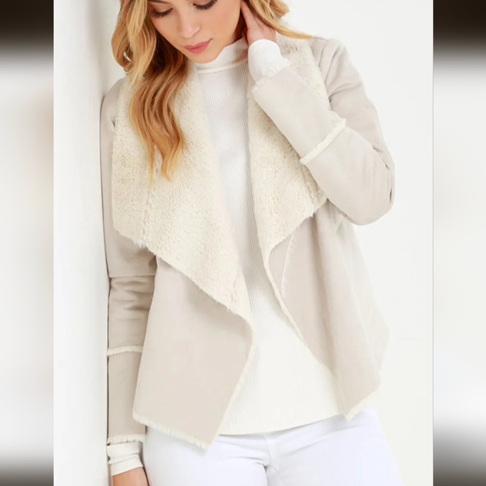 New Without Tags Lulu's Chaser Think Out Loud Beige Sherpa Coat